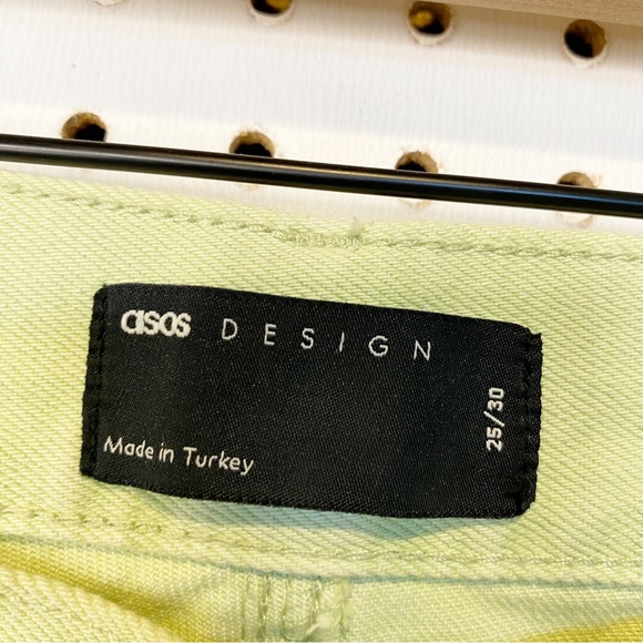 ASOS design | Mid Rise '90's' Straight Leg Jeans in Lime Sz. 25 - Picture 7 of 10